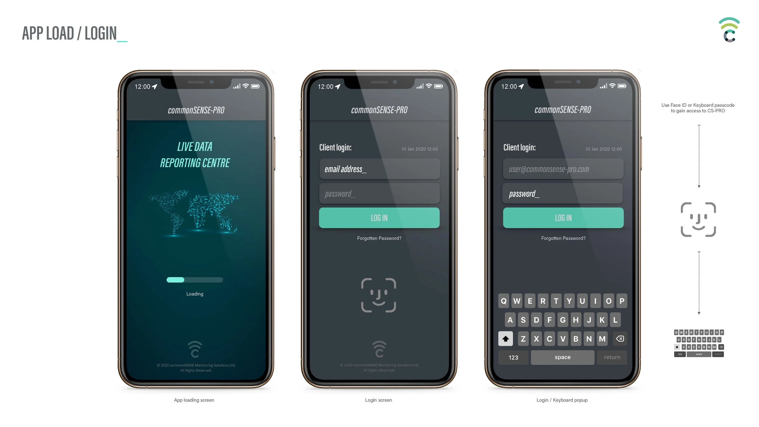 Login and onboarding flow interface design