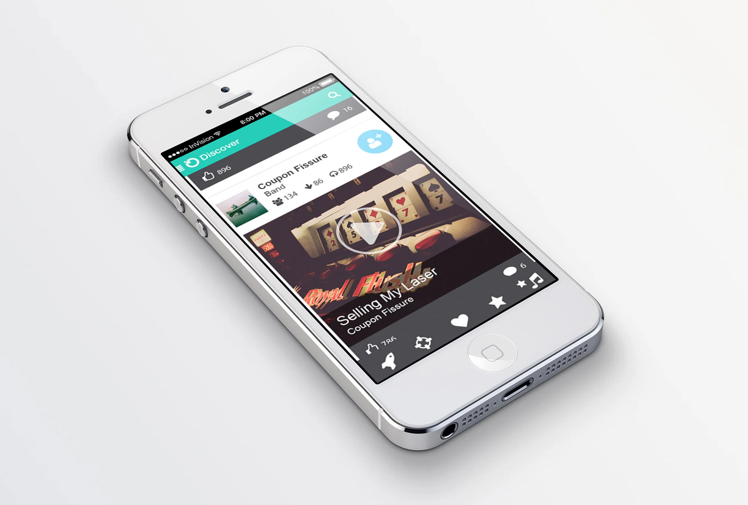 mewe Music 2015 concept prototype — discover feed, second artist example, no public launch is evidenced in the available project material